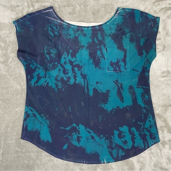 Kirra Blue and Green Print Scoop Back Blouse Size XL - Picture 1 of 6